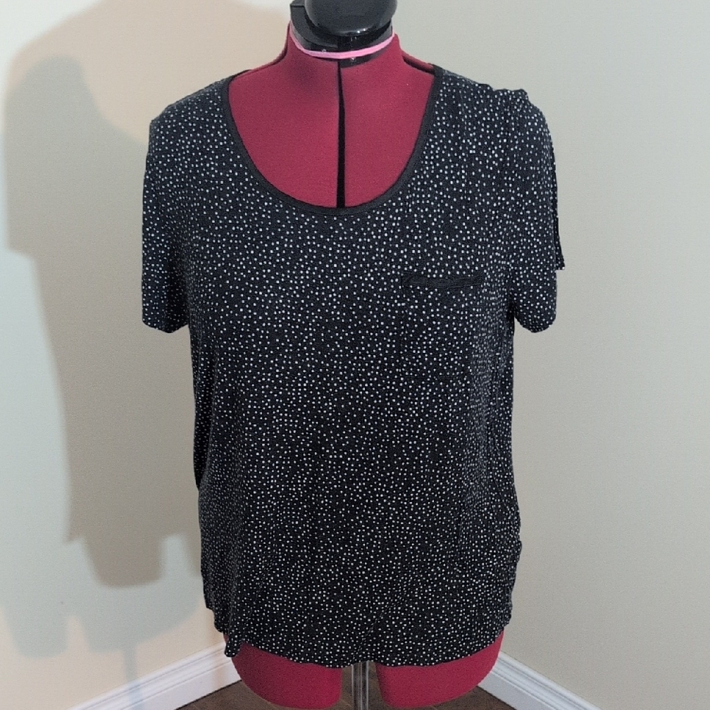 Midnight | Women's Black and White Polka Dot Top And Black Bottom Pyjama Set